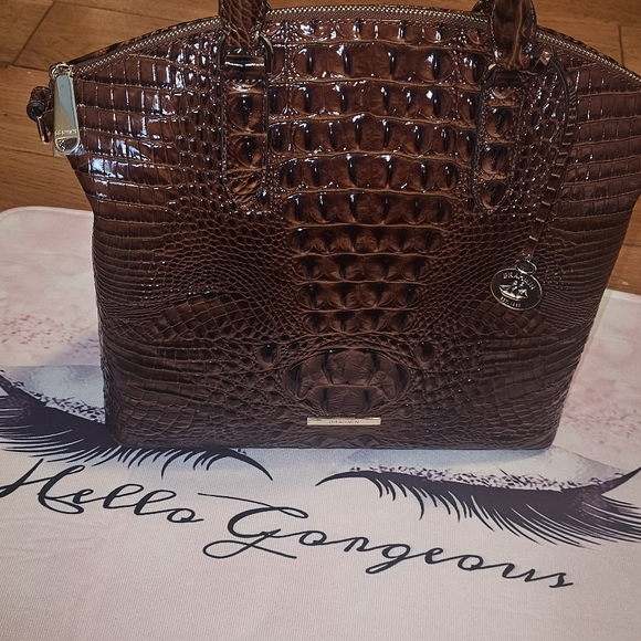 Brahmin Elegant Brown Crocodile-Embossed Handbag